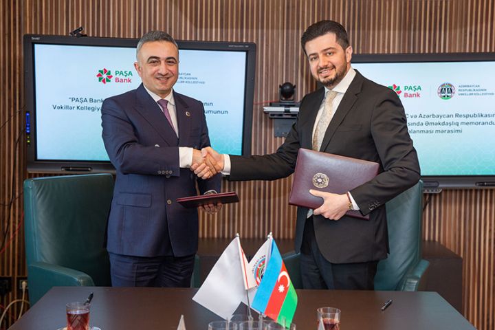 “PAŞA Bank” ilə Vəkillər Kollegiyası arasında əməkdaşlıq Memorandumu imzalanıb