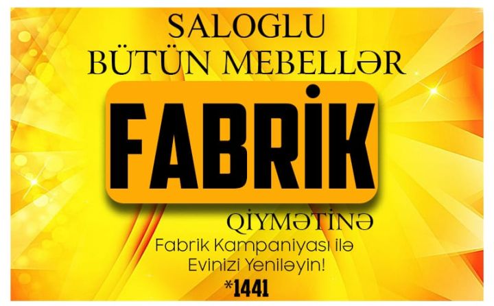 Saloglu mebeldə bütün mebellər fabrik qiymətinə endirilib