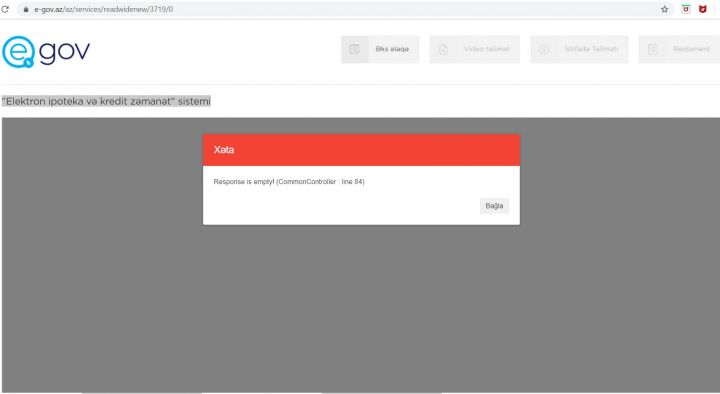 "Elektron ipoteka və kredit zəmanət" sistemi çökdü
