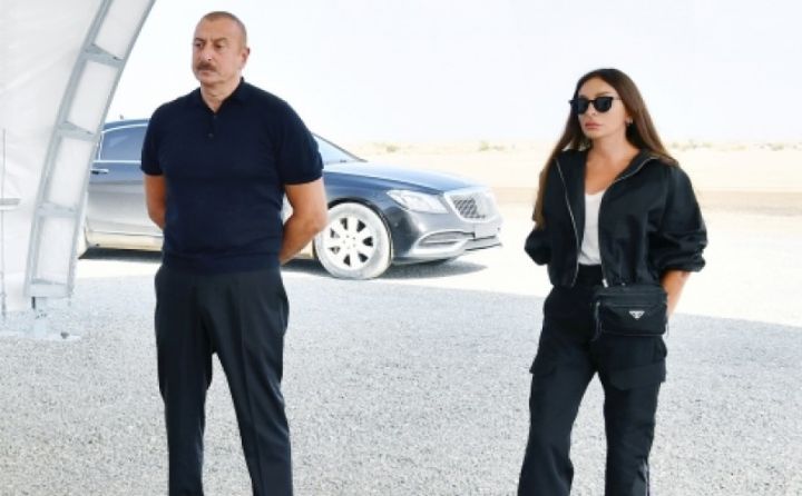 Prezident və birinci xanım Ağdama səfər ediblər - Mehmanxananın təməli qoyuldu