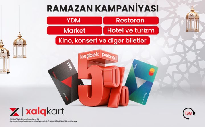 XalqKartla bayram günlərində 5% keşbek/petrol qazanın!